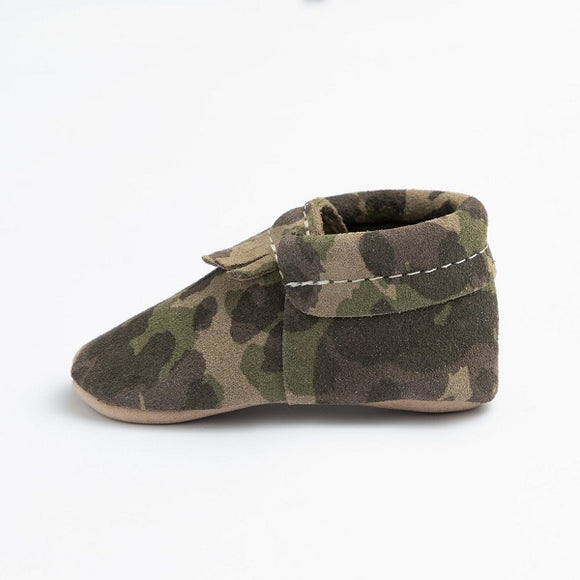 Freshly Picked Soft Sole Green Suede Camo City Mocc