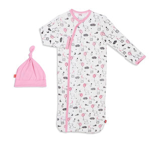 Magnetic Me Pink Skylark Modal Magnetic Sack Gown & Hat Set (Newborn to 3 months)