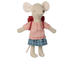 Maileg Tricycle Mouse, Big Sister with bag, red