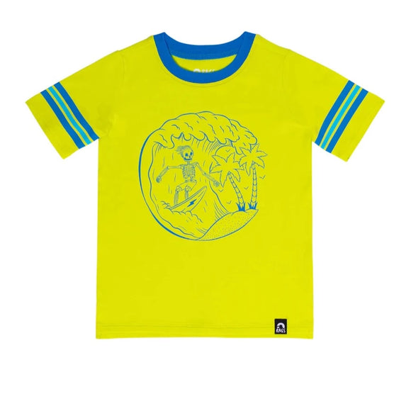 Rags ***BOUTIQUE EXCLUSIVE*** Retro Sleeve Kids Tee in 'Surfin Skelly' - Limeade