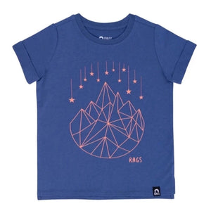 Rags ***BOUTIQUE EXCLUSIVE*** Short Rolled Sleeve Kids Tee in 'Geostar' Coastal Fjord