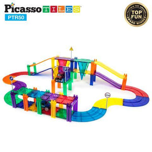 PicassoTiles 50 piece Race Track Building Blocks