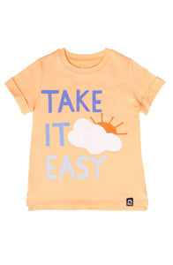 Rags ***BOUTIQUE EXCLUSIVE*** Short Rolled Sleeve Kids Tee in 'Take It Easy' Peach