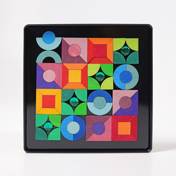 Grimm's Magnet Puzzle Triangle, Square, Circle with Sparkling Parts