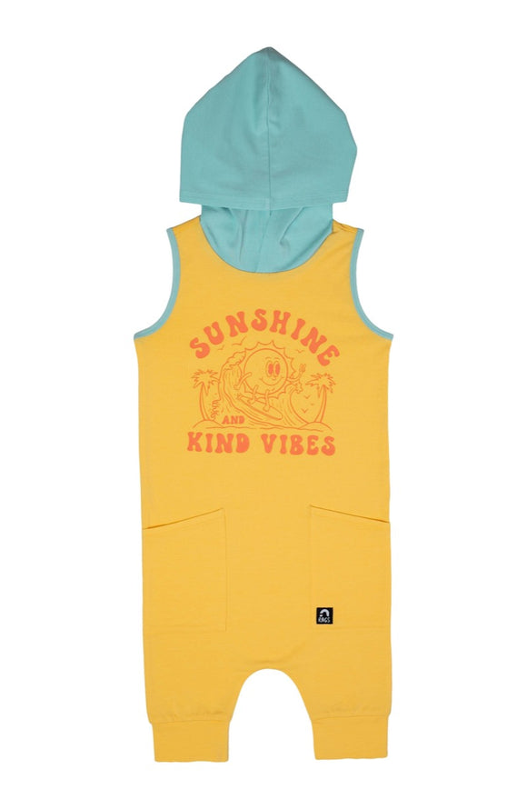 Rags ***BOUTIQUE EXCLUSIVE*** Tank Hooded Hip Pocket Capri Rag Romper in 'Sunshine and Kind Vibes' Samoan Sun
