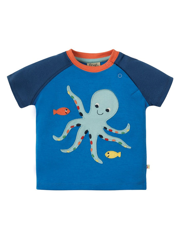 Frugi - Renny Raglan T-shirt Sail Blue/Octopus (SS19)