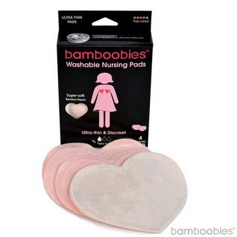 bamboobies Regular Nursing Pads (2 Light Pink Heart-shape Pairs)