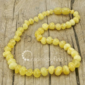 Inspired by Finn Baltic Amber (Teething) Necklace - Polished Butter Round