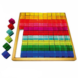 Bauspiel Lucent Cubes 100 pieces with Tray