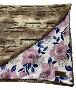 Blumenkind Luxurious Plush Minky & Muslin Blanket in Florals