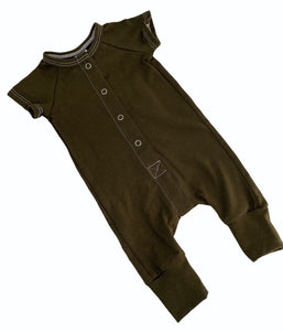 Blumenkind Button front Romper in Olive Green
