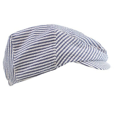 juDanzy Navy and White Stripe Seersucker Cabbie Hat