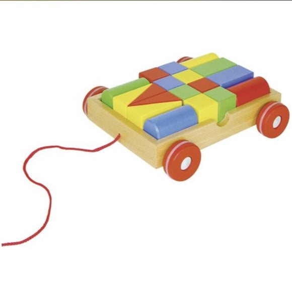 Pull-along Cart with 18 Building Blocks