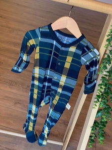 Kozi & Co Footie in Hunter & Gold Plaid (Winter 2019)