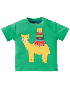 Frugi - Little Creature Applique Top Jungle Green/Camel (SS18)